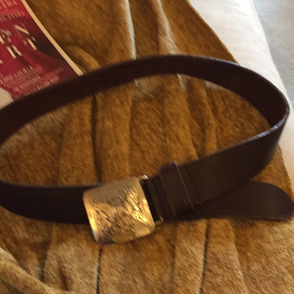 Hand carved silver buckle  belt